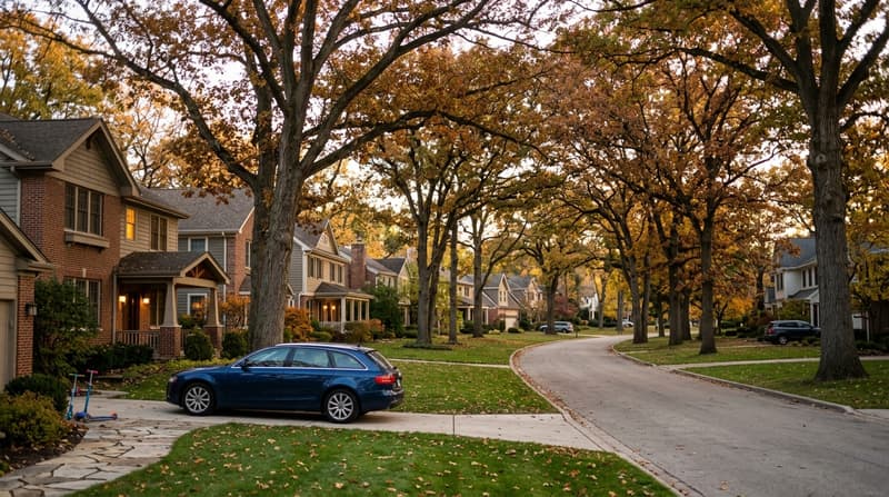 Downers Grove, IL, illustrative neighborhood scene