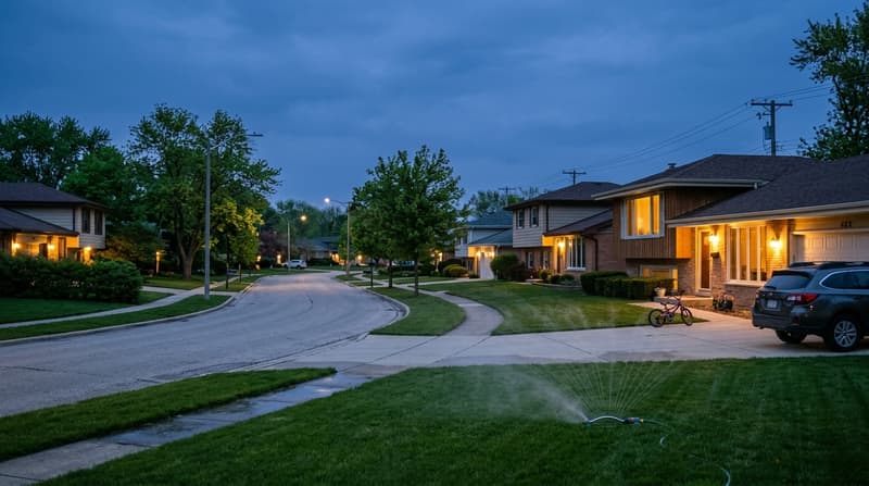 Foxdale, Addison, IL, illustrative neighborhood scene