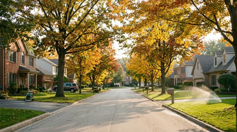 Friar's Cove, Addison, IL, illustrative neighborhood scene