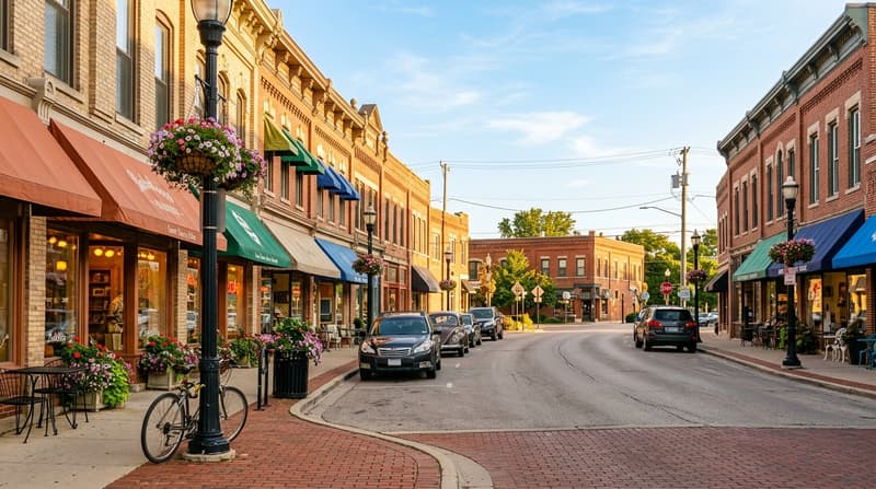 Downtown Downers Grove, Downers Grove, IL, illustrative neighborhood scene
