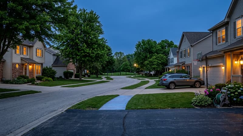 Cobblers Crossing, Elgin, IL, illustrative neighborhood scene