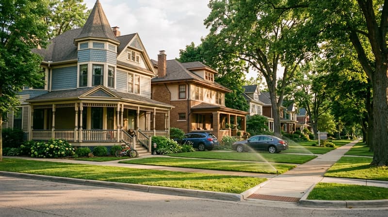 Spring-Douglas, Elgin, IL, illustrative neighborhood scene