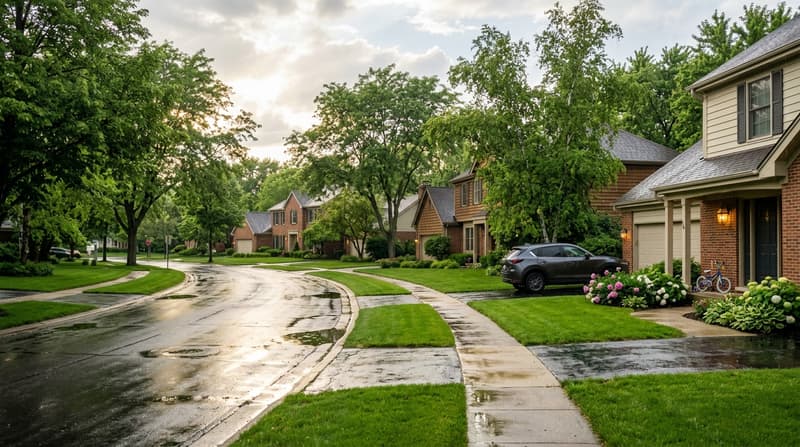 Beau Bien, Lisle, IL, illustrative neighborhood scene