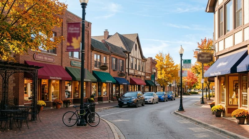 Downtown Lisle, Lisle, IL, illustrative neighborhood scene