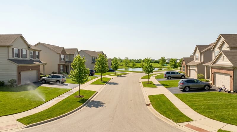 Blackberry Crossing, Oswego, IL, illustrative neighborhood scene