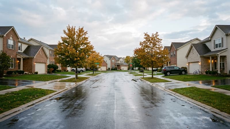 Hunt Club, Oswego, IL, illustrative neighborhood scene