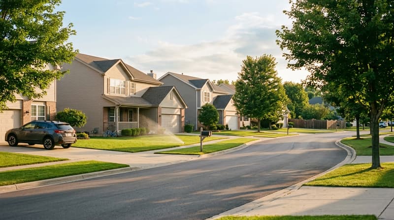 Ogden Falls, Oswego, IL, illustrative neighborhood scene