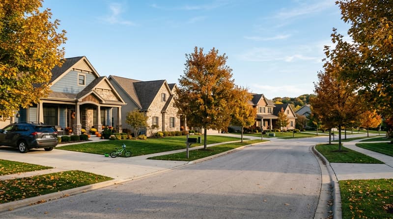 Oswego, IL, illustrative neighborhood scene